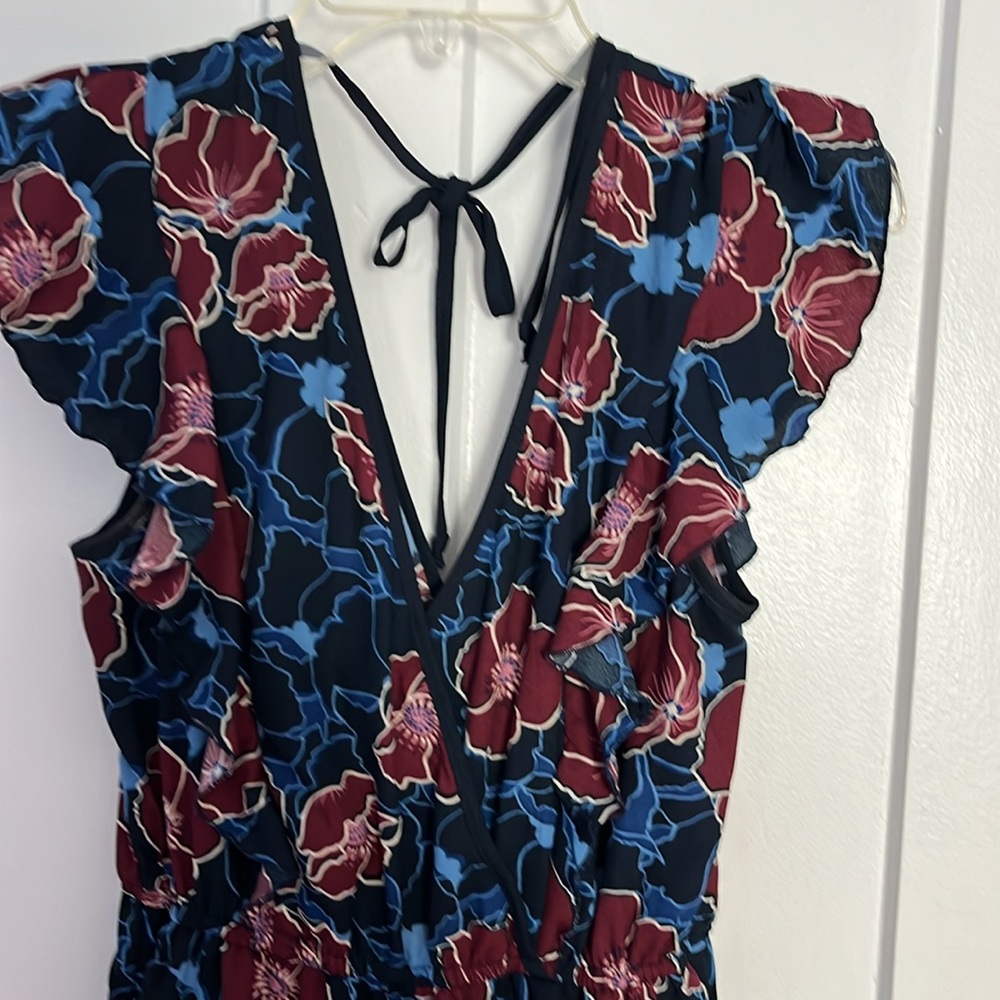 Band of Gypsies jumpsuit navy and maroon big floral size small